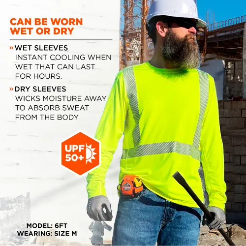 Ergodyne® Chill-Its® 6688 Cooling Hi-Vis Sun T-Shirt w/ UV Protection, Class 2, 3XL, Lime - Image 2