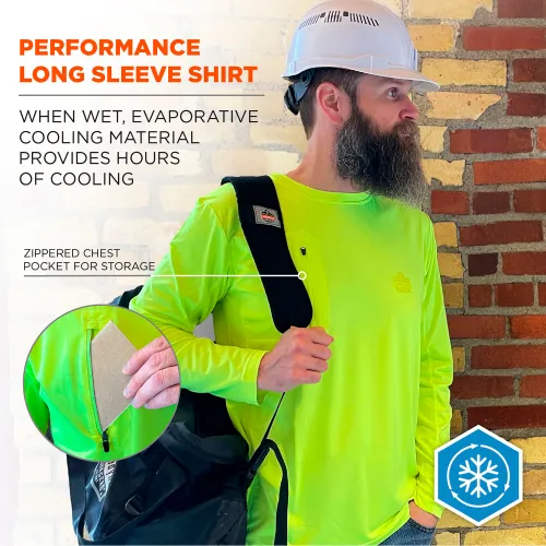 Ergodyne® Chill-Its 6689 Cooling Long Sleeve Sun Shirt w/ UV Protection, L, Lime - Image 3