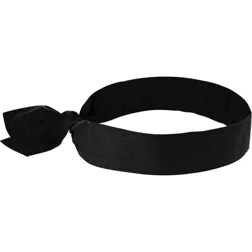 Ergodyne® Chill-Its 6700 Evaporative Cooling Bandana Headband, Polymers, Tie Closure, Black - Pkg Qty 24