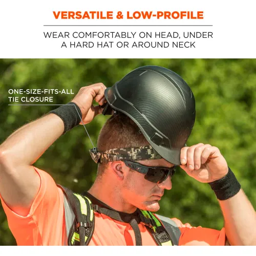 Ergodyne® Chill-Its 6700 Evaporative Cooling Bandana Headband, Polymers, Tie Closure, Black - Pkg Qty 24 - Image 4