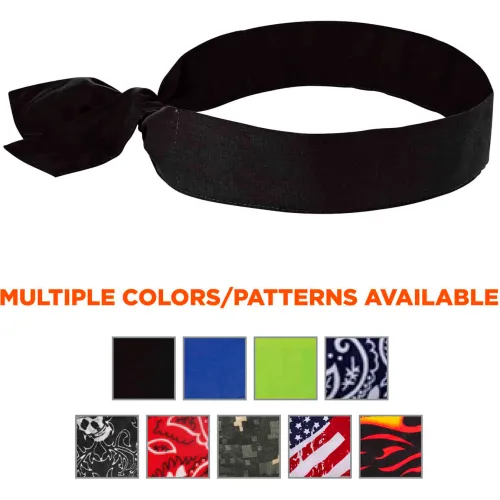 Ergodyne® Chill-Its 6700 Evaporative Cooling Bandana Headband, Polymers, Tie Closure, Black - Pkg Qty 24 - Image 5
