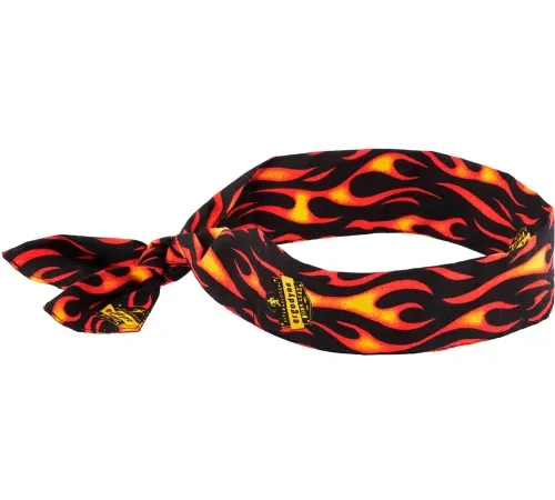 Ergodyne® Chill-Its® 6700 Evaporative Cooling Bandana - Tie, Flames, One Size - Pkg Qty 24