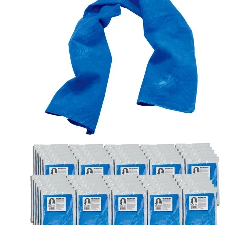 Ergodyne® Chill-Its® Evaporative Cooling Towel, PVA, Blue, Pack of 50