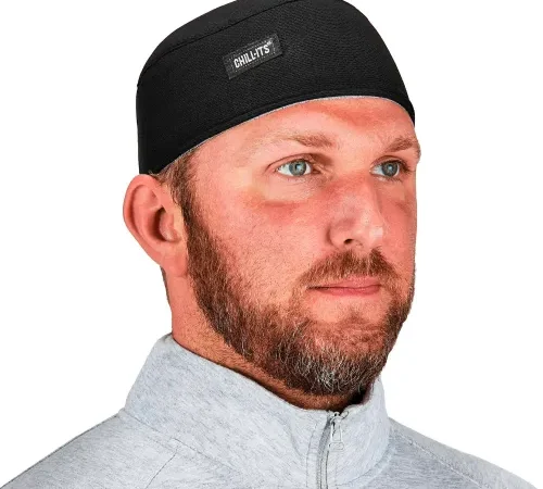 Ergodyne® Chill-Its® 6630 High-Performance Terry Cloth Skull Cap, Black - Pkg Qty 6