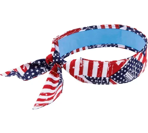 Ergodyne Chill-Its® Evap. Cooling Bandana w/ Built-In Cooling Towel, Star & Stripes, 12561 - Pkg Qty 6