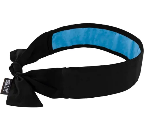 Ergodyne® Chill-Its 6700CT Evaporative Cooling Bandana Headband, Tie Closure, PVA, Black - Pkg Qty 6