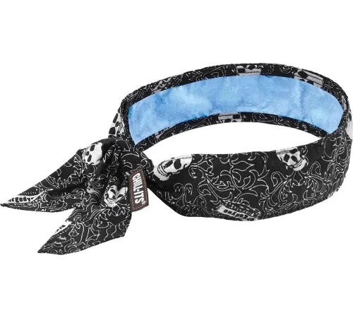 Ergodyne® Chill-Its 6700CT Evaporative Cooling Bandana Headband, Tie Closure, PVA, Skulls - Pkg Qty 6