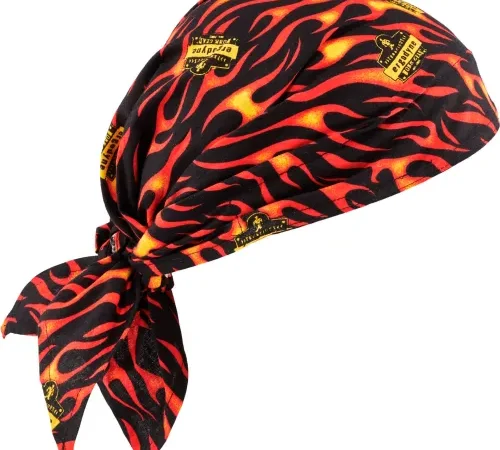 Ergodyne® Chill-Its® 6710CT Evap. Cooling Triangle Hat w/ Built-In Cooling Towel, Flames - Pkg Qty 6