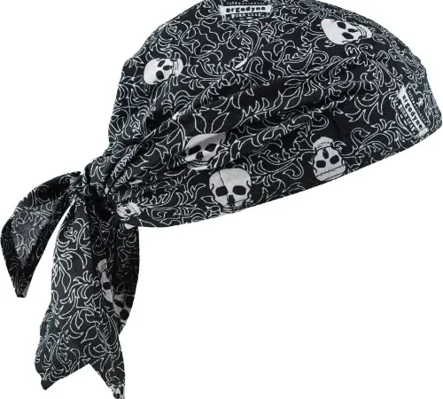 Ergodyne® Chill-Its 6710CT Cooling Bandana Triangle Hat, Tie Closure, PVA, Skulls - Pkg Qty 6