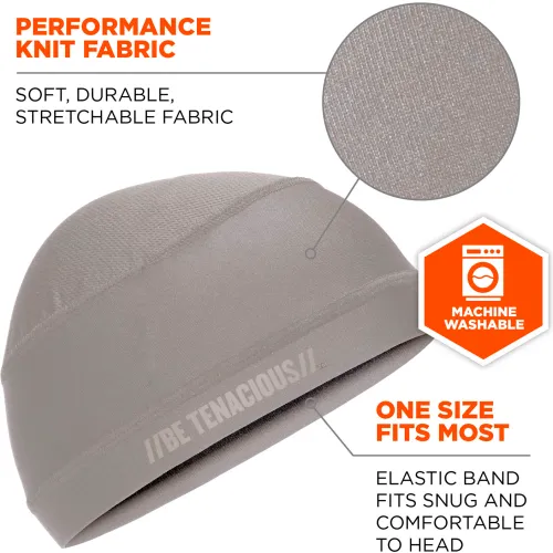 Ergodyne® Chill-Its® 6632 Cooling Skull Cap, One Size, Gray - Image 2