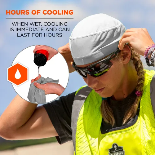 Ergodyne® Chill-Its® 6632 Cooling Skull Cap, One Size, Gray - Image 3