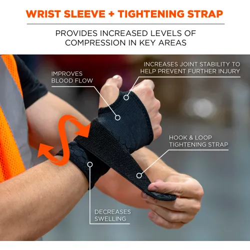 Ergodyne® ProFlex® 680 Single Strap Wrist Support Sleeve, Ambidextrous, S, Black - Image 2