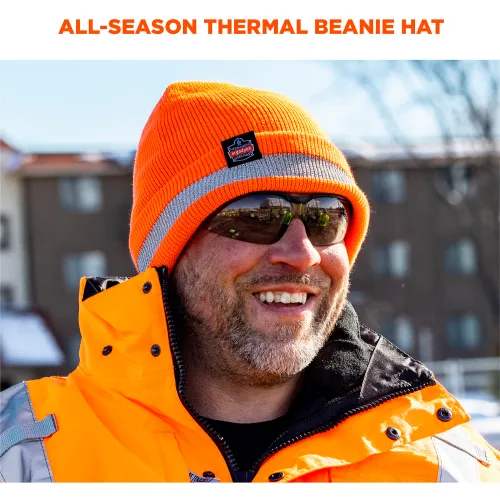 Ergodyne® N-Ferno® 6803 Rib Knit Reflective Winter Hat, Cuffed, One Size, Orange - Image 2