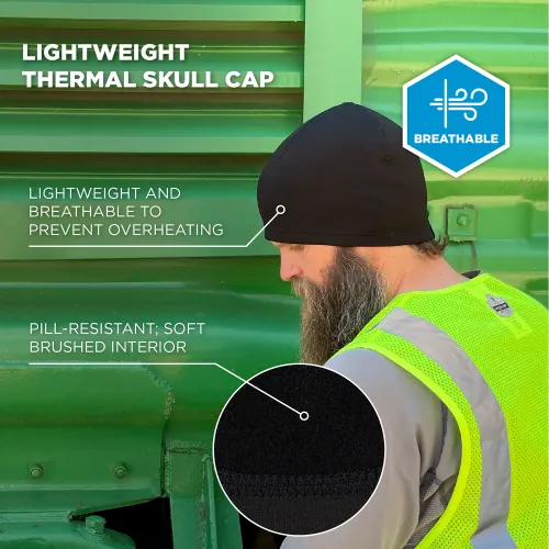 Ergodyne® N-Ferno® 6813 Winter Skull Cap Helmet Liner, Black - Image 2