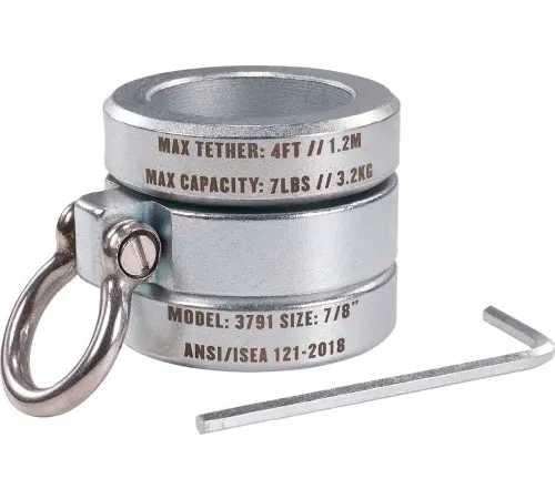 Ergodyne Squids 3791 Connecting Bar Lock Collar w/ Tool Attachment Point, 7 lb. Cap., 7/8", Silver