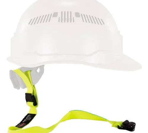 Ergodyne® Squids® 3155 Hard Hat Elastic Lanyard with Clamp, One Size, Lime, Pack of 10
