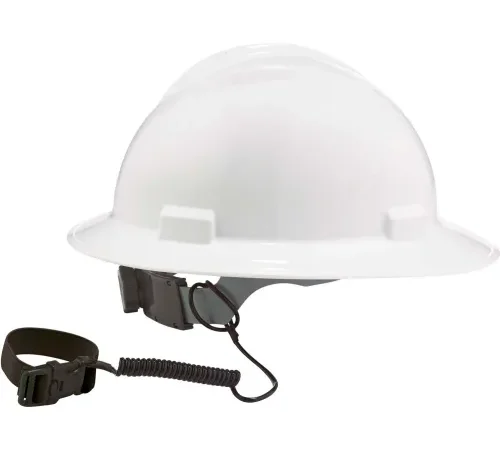 Ergodyne® Squids® 3157 Coil Hard Hat Lanyard with Buckle, Black, 18" - Pkg Qty 6