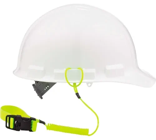 Ergodyne® Squids® 3157 Coil Hard Hat Lanyard with Buckle, Lime, 18" - Pkg Qty 6
