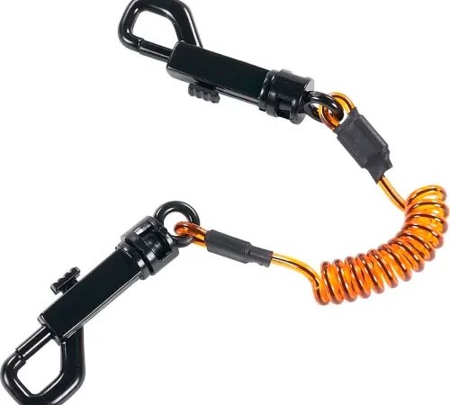 Ergodyne® Squids® 3152 Coil Lanyard with Dual Swivel Hooks, S, Orange/Black, Pack of 3
