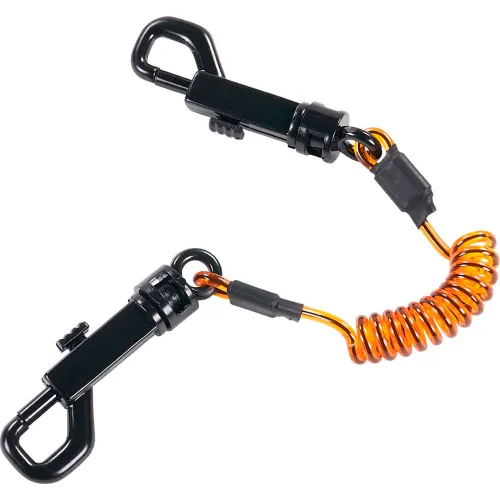 Ergodyne® Squids® 3152 Coil Lanyard with Dual Swivel Hooks, S, Orange/Black, Pack of 3