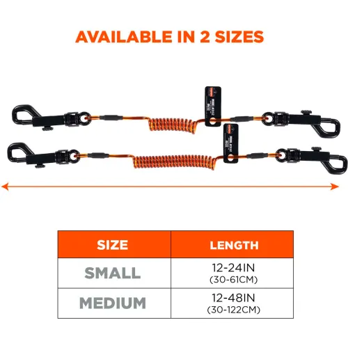Ergodyne® Squids® 3152 Coil Lanyard with Dual Swivel Hooks, S, Orange/Black, Pack of 3 - Image 5