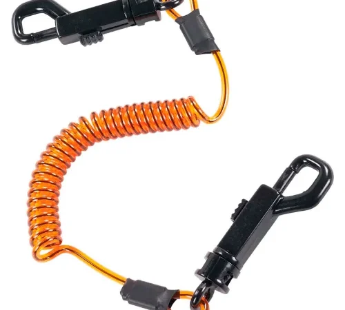 Ergodyne® Squids® 3152 Coil Lanyard with Dual Swivel Hooks, M, Orange/Black, Pack of 3