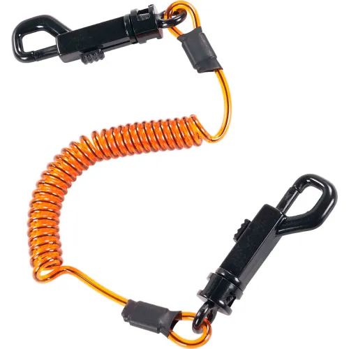 Ergodyne® Squids® 3152 Coil Lanyard with Dual Swivel Hooks, M, Orange/Black, Pack of 3