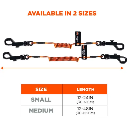 Ergodyne® Squids® 3152 Coil Lanyard with Dual Swivel Hooks, M, Orange/Black, Pack of 3 - Image 5