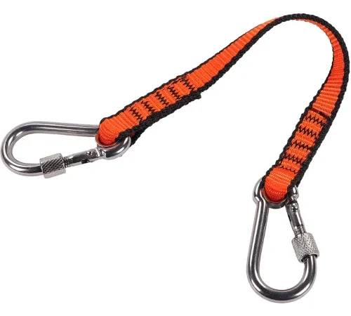 Ergodyne® Squids® 3154 Web Lanyard with Dual Screw Gate Carabiners, S, Orange, Pack of 3