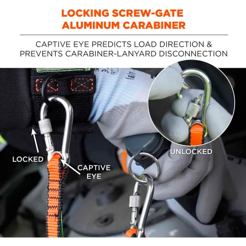 Ergodyne® Squids® 3154 Web Lanyard with Dual Screw Gate Carabiners, M, Orange, Pack of 3 - Image 4