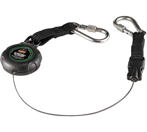 Ergodyne® Squids® 3000 Retractable Dual SS Carabiner, 1 lbs., Black