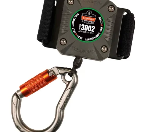 Ergodyne 3002 Standard Gray Retractable Tool Lanyard - Belt Clip  Carabiner