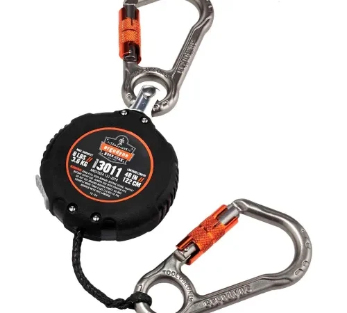 Ergodyne Squids® 3011 Retractable Lanyard With Carabiner Mount, Black