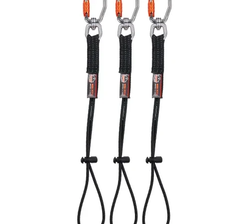 Ergodyne® Squids 3714 Tool Tail Lanyard with Elastic Cinch Loop, 10 lb. Cap., Black, Pack of 3 - Pkg Qty 3