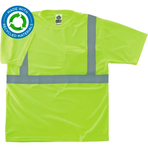 Ergodyne® GloWear® 8289-ECO Recycled Hi-Vis T-Shirt, Class 2, 3XL, Lime
