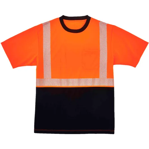 Ergodyne® GloWear® 8280BK Hi-Vis Performance T-Shirt, Black Bottom, Class 2, 2XL, Orange