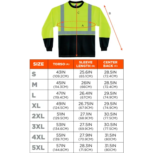 Ergodyne® GloWear® 8281BK Hi-Vis Performance Long Sleeve T-Shirt, Type R, Class 2, M, Lime - Image 3