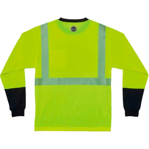 Ergodyne® GloWear® 8281BK Hi-Vis Performance Long Sleeve T-Shirt, Type R, Class 2, L, Lime - Image 2