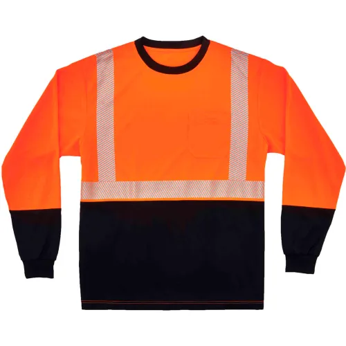 Ergodyne® GloWear 8281BK Hi-Vis Performance Long Sleeve T-Shirt, Class 2, Long-5XL, Orange