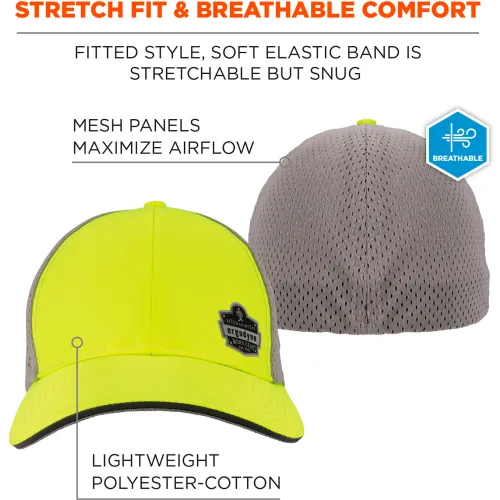 Ergodyne® GloWear® 8931 Hi-Vis Logo Reflective Stretch Fit Hat, L/XL, Lime - Image 3