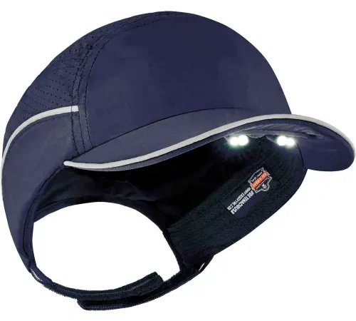 Ergodyne Skullerz® 8965 Lightweight Bump Cap, LED Lighting, Short Brim, Navy