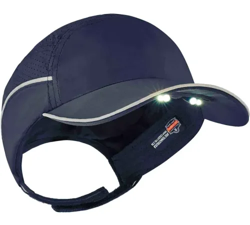 Ergodyne Skullerz® 8965 Lightweight Bump Cap, LED Lighting, Long Brim, Navy
