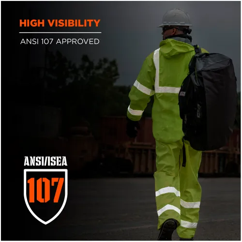 Ergodyne® GloWear® 8376K Lightweight Hi-Vis Rain Suit, Class 3, Polyester, L, Lime - Image 3