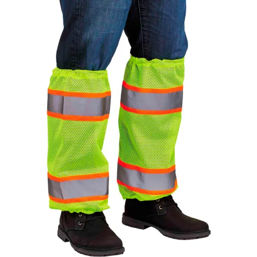 Ergodyne® GloWear® Leg Gaiters, Two Tone Mesh, Lime, 1 Pair - Pkg Qty 6