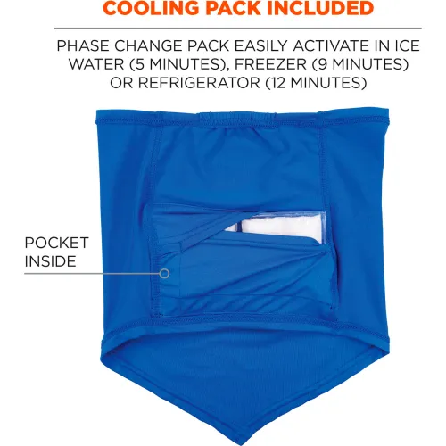 Ergodyne® Chill-Its® 6482 Cooling Neck Gaiter Bandana w/ Pocket, L/XL, Blue - Image 4