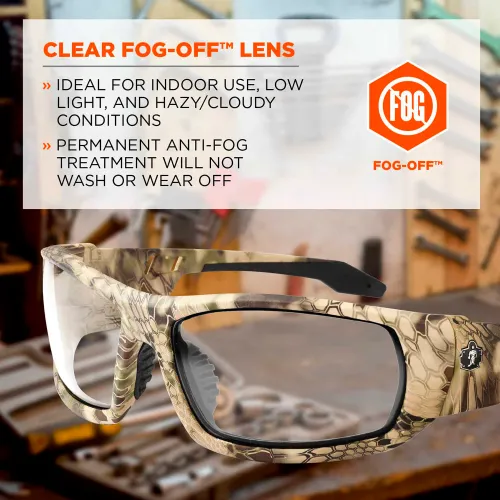 Ergodyne® Skullerz#174; ODIN Anti-Fog Safety Glasses, Clear Lens, Kryptek Highlander Frame - Image 3