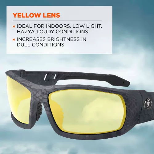 Ergodyne® Skullerz#174; ODIN Safety Glasses, Yellow Lens, Kryptek Typhon Frame - Image 3