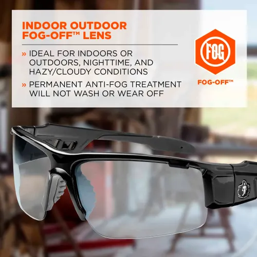 Ergodyne® DAGR#174; Anti-Fog Safety Glasses, In/Outdoor Lens, Black Frame - Image 3