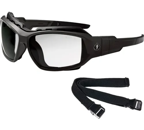 Ergodyne® Skullerz® LOKI-AFAS Safety Spoggles w/ Strap, Clear Lens, Matte Black Frame