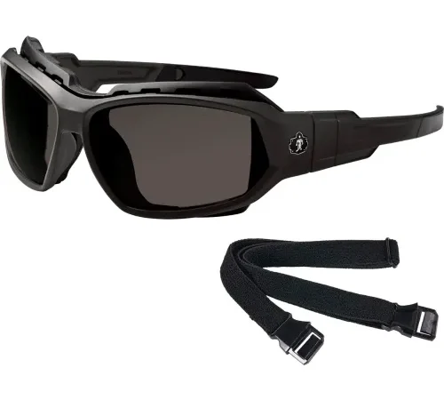 Ergodyne® Skullerz® LOKI-AFAS Safety Spoggles w/ Strap, Smoke Lens, Matte Black Frame